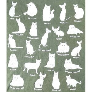 Cat Breeds Types of‎ Cats Minimalist 100% Cotton Graphic T-Shirt Women's Large